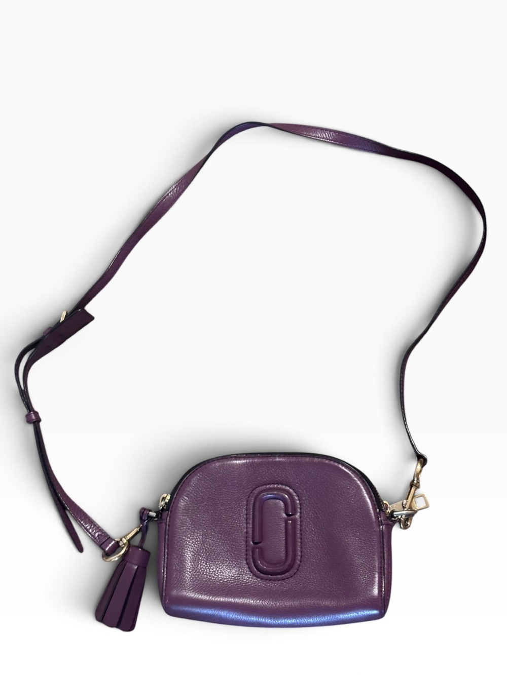 Marc Jacobs Purple Snapshot Camera Bag Leather Crossbody Double J Tassel Purse
